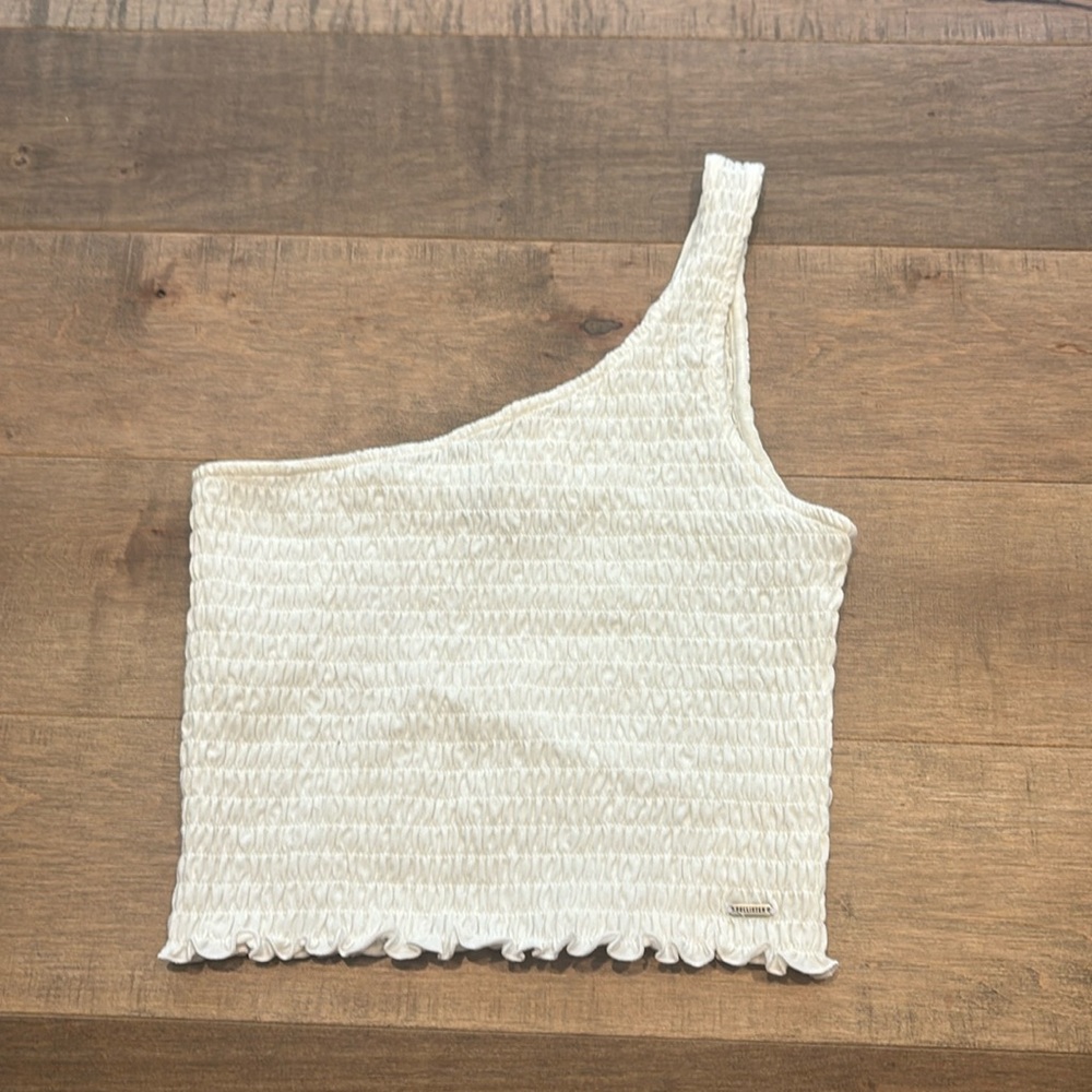 Hollister White One-Shoulder Cropped Top